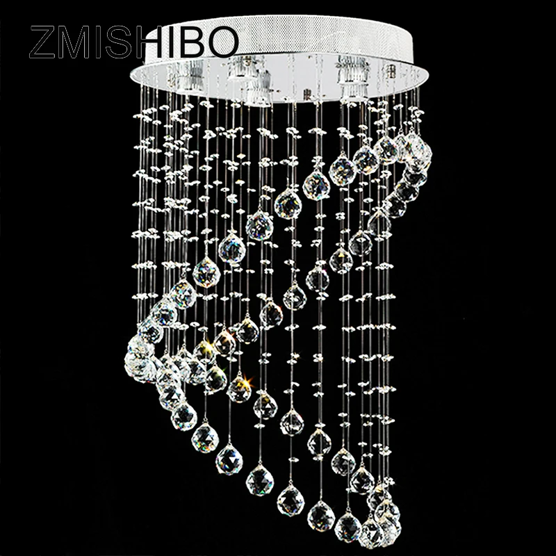 

ZMISHIBO Modern Crystal Ceiling Pendant Lamp D50*80CM GU10 110-220V Surface Mounted Chandelier Luminaire For Foyer Living Room