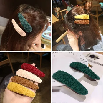 

6/1 pc Sweet Handmade Candy Color Lamb Hair Drop BB Clip Hairpin Wild Plush Girl Heart Clip for Baby Girls Hair Accessories Gift