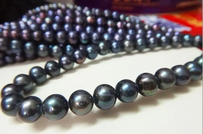 

18"8-9MM NATURAL TAHITIAN GENUINE BLACK PEARL NECKLACE