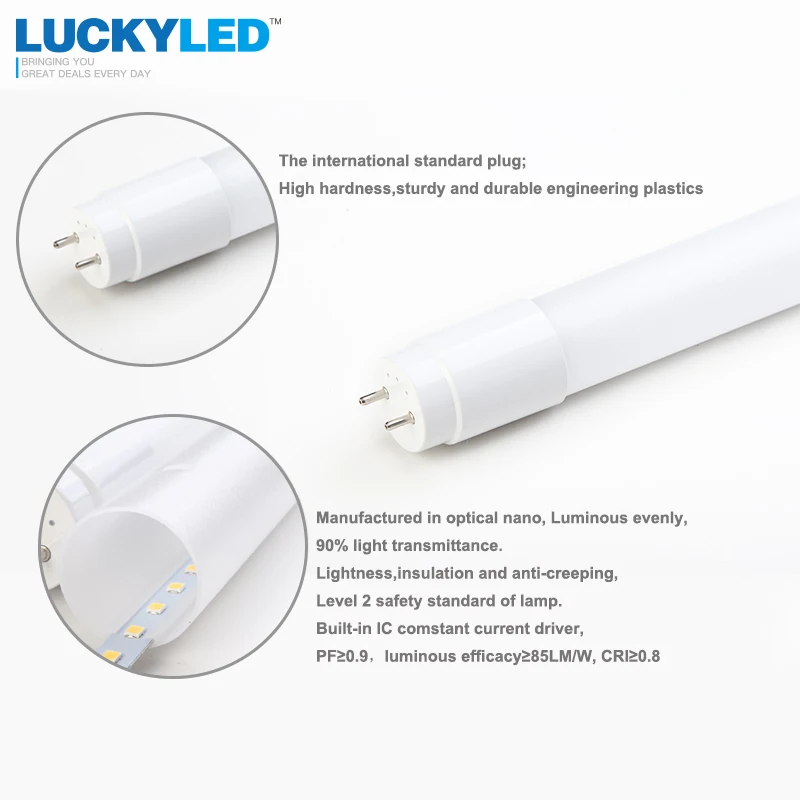 Luckyled бренд светодиодные лампы трубки 9 Вт T8 600 мм 2835smd AC 220 В Интегрированный свет