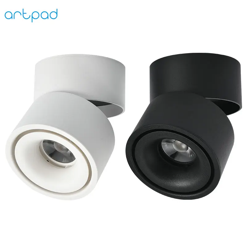 Artpad современный 7 Вт черный потолочный светильник COB LED 360 градусов вращающийся