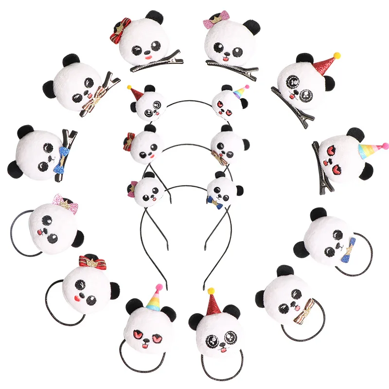 Children Cartoon Hair Accessories Panda Emoji Clip Hairpin Cute Child Bow Headband Rope Princess Crown | Детская одежда и обувь