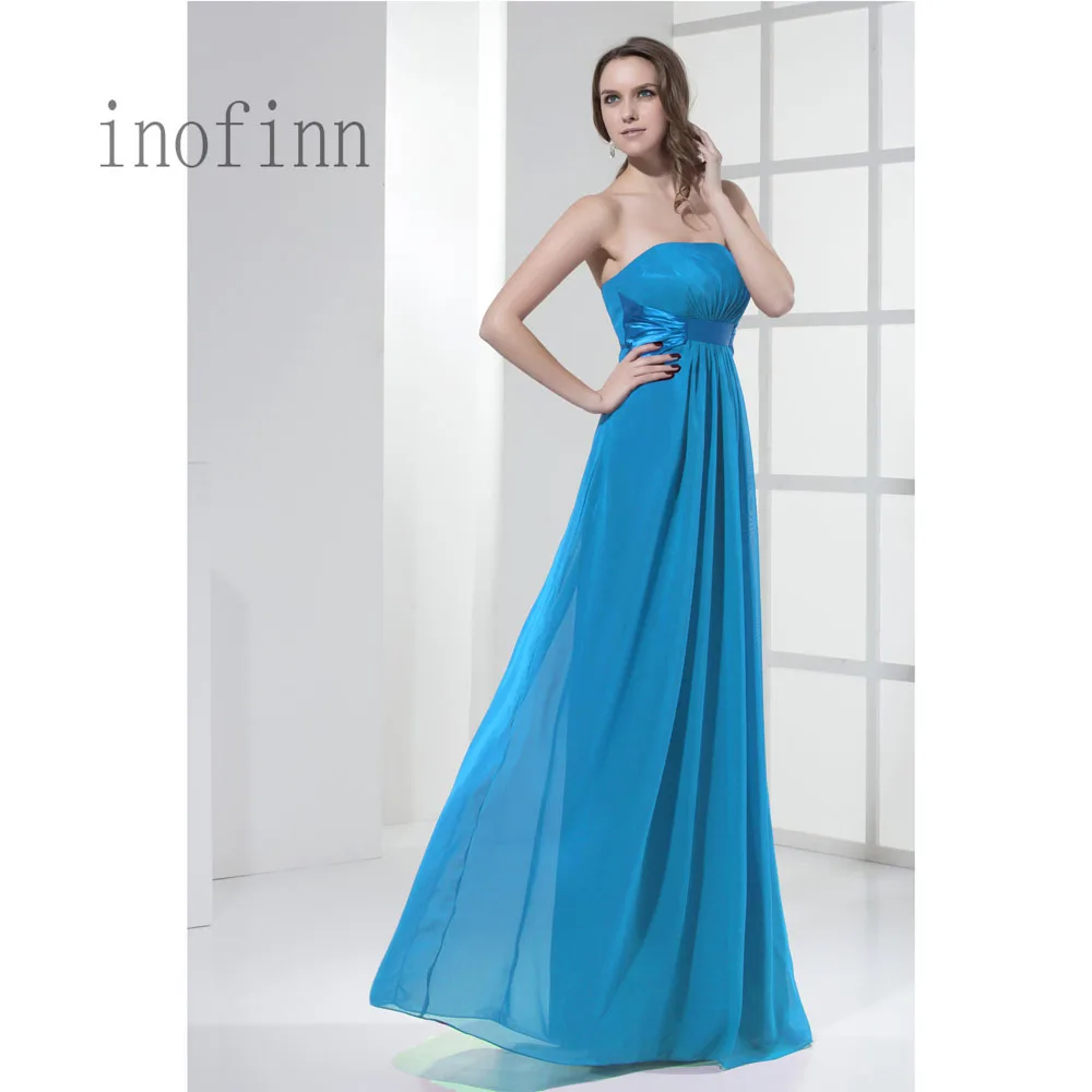 Длинные элегантные светло голубое платье подружки невесты H1 шифон складки вырез сердечком простые дешевые выпускного вечера вечерние