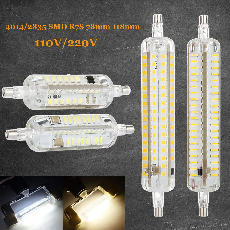 Светодиодная лампа R7S 10 Вт 15 78 мм 118 силиконовая SMD2835 4014 110 В 220 240 в сменный