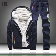 Зимние толстовки, спортивные костюмы, мужской комплект, теплые толстые мужские комплекты из двух предметов, повседневная флисовая толстовка с капюшоном+ спортивные штаны, костюм, мужские куртки, костюмы