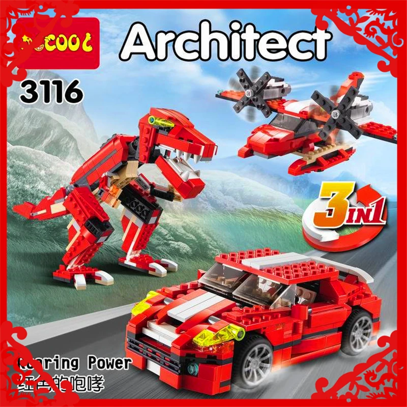 

DECOOL 3116 City Architect 3In1 Creator Roaring Building Block Compatible Legoe 374Pcs DIY Educational Toys For Children
