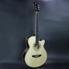 Electro Pop Con Tapa Llana Eléctrica Acústica Folk Guitarra Jumbo 40 Pulgadas Cutaway Guitarra 6 Cuerdas Blanco Luz Roja Sintonizador Incorporado de Tilo