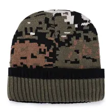 Плюс бархат утолщаются камуфляж зима Шапки для Для мужчин Для женщин трикотажные теплые Skullies шапочки Шапки Лыжная Шапки Камо кость