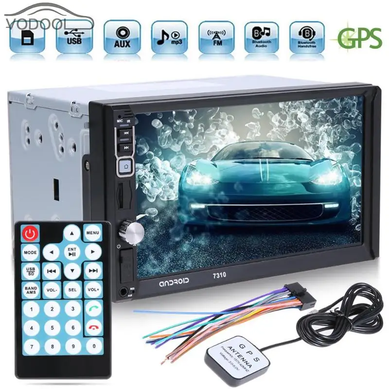

7" 2 Din Touch Screen Bluetooth Auto GPS Navigator Car Android 4 Core MP5 Player FM Radio Autoradio with Map Remote Controller