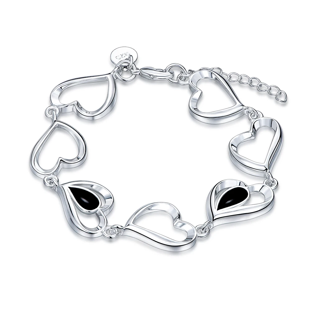 Elegant Heart Shaped Cubic Zirconia Diamond Bracelet Women's Jewelry