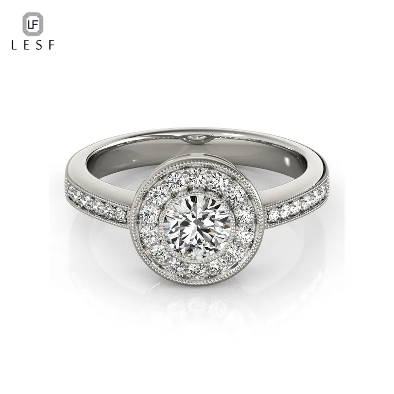 

LESF Private custom 925 Sterling Silver Engagement Ring 1 Carat Simulated Diamant Wedding Rings For Women Free Shipping