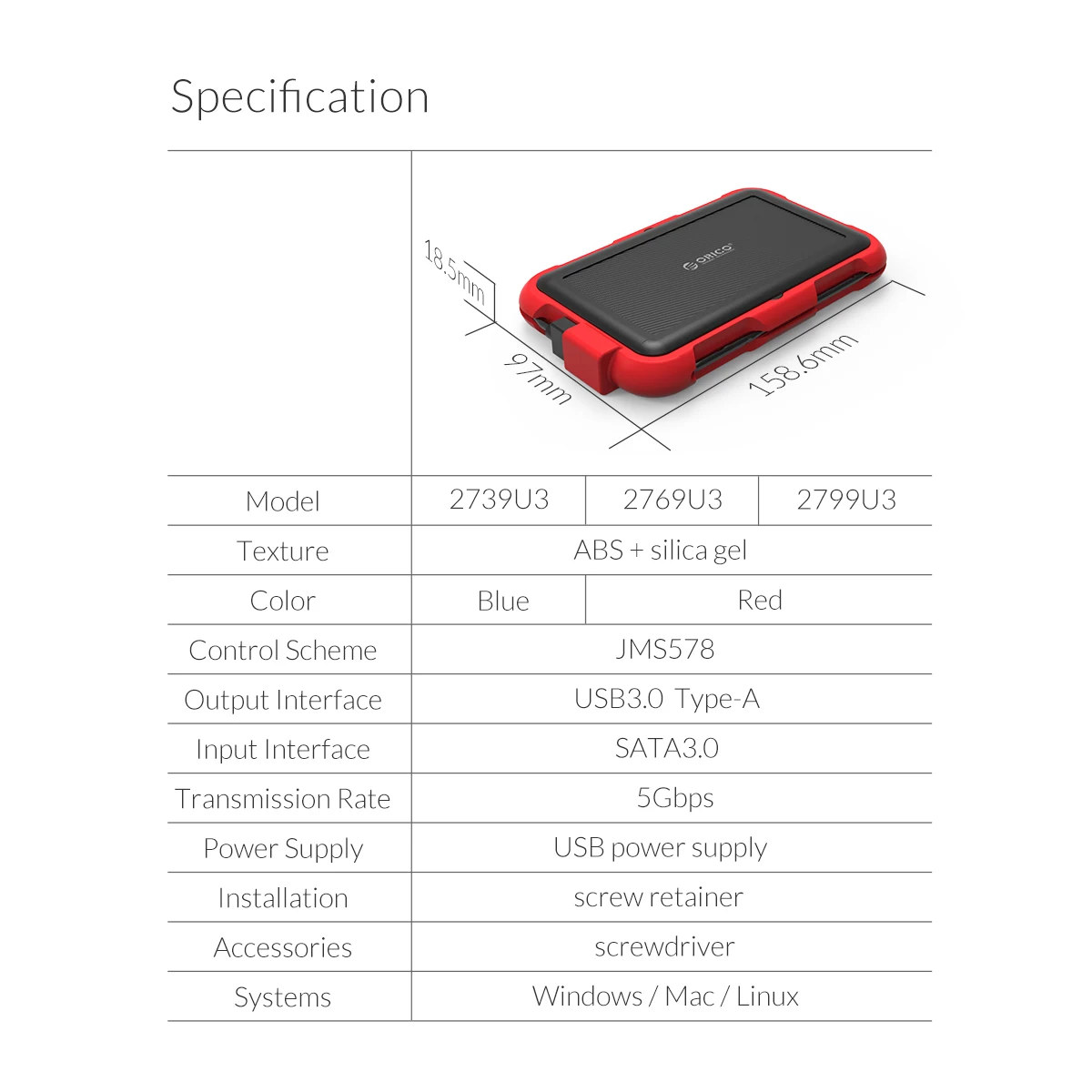 ORICO 2,5 до 3,5 дюйма адаптер жесткого диска HDD Caddy Поддержка SATA 3,0 Поддержка 7/9,5/12,5 мм 2,5 дюймов SATA hdd и SSD(1125SS