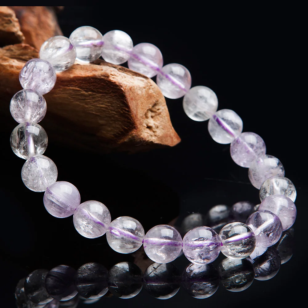 

Newly Natural Purple Kunzite Cat Eye Round Beads Bracelet Gemstone Crystal 9mm Women Men Stone Rarest Bracelet Jewelry AAAAA