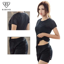 

B.BANG Women sportswear fitness T-shirt+shorts 2pcs suit Running yoga female Gym Jogging Sport Set