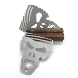 FH-10622 индивидуальные серебряный череп Нержавеющая сталь Металл борода гребень