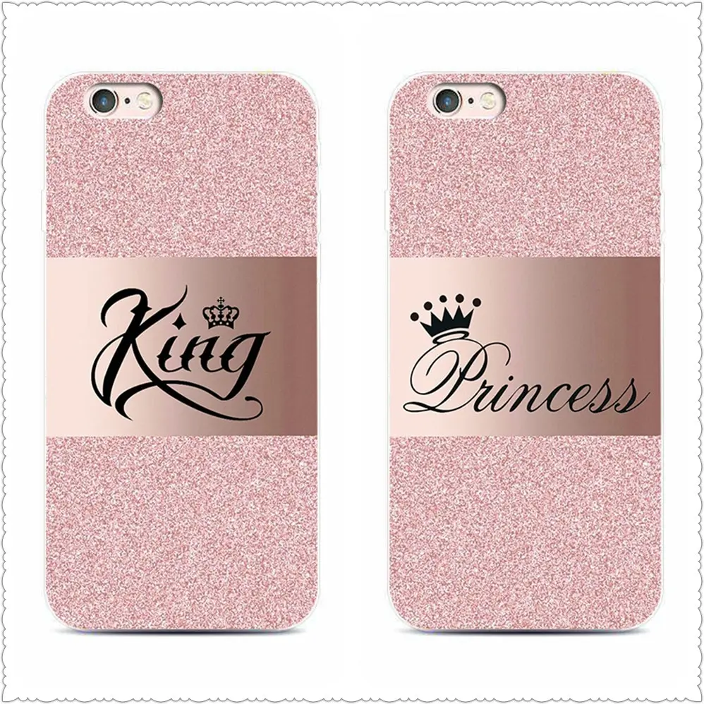 fashion Crown Case For iphone X 7 8 Black silicone case Cute Letter KING QUEEN Soft TPU Couples For Samsungs7 s8 s9 Case