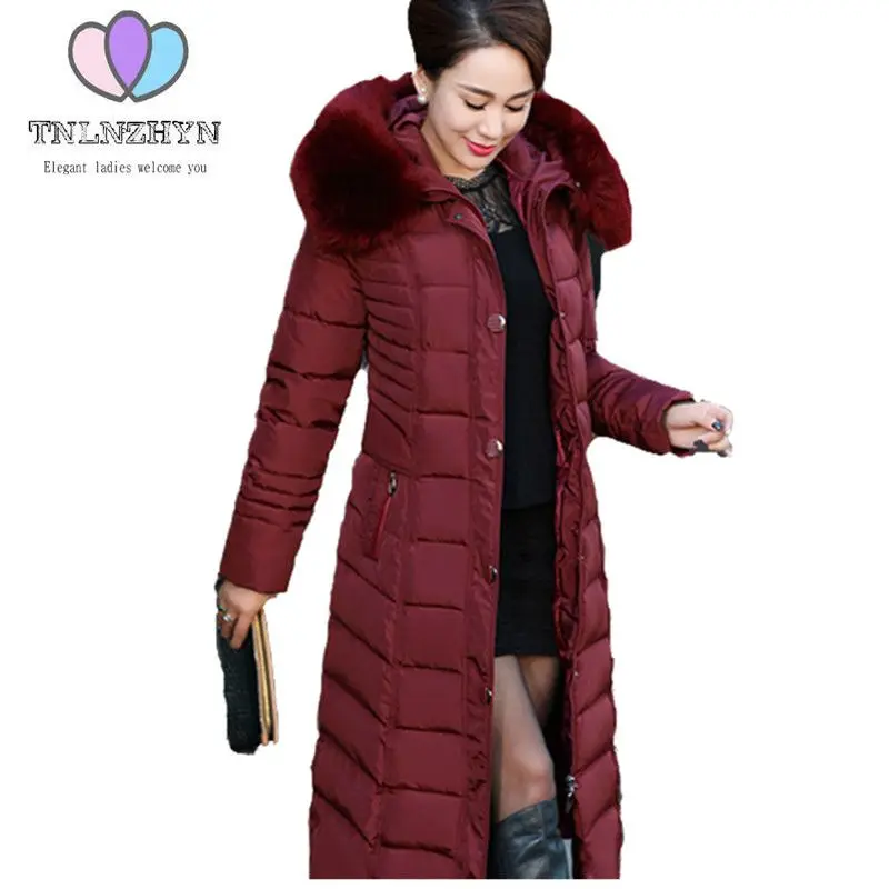 Plus size Women Winter Coat Thicken warm Hooded fur collar Down Cotton ...