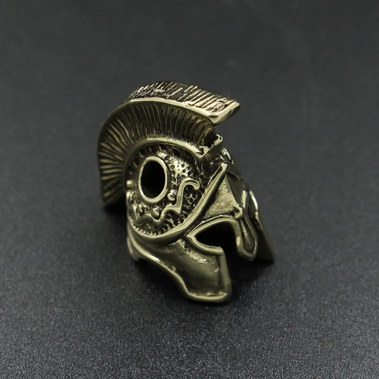 

Solid Brass Sparta Mask Helmet Paracord Beads Parachute Cord Knife Lanyard Bead DIY EDC Free Shipping With 100CM Paracord