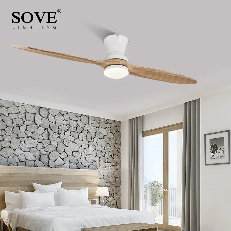 60 Inch Village Wooden Ceiling Fan With Light 2 Blade DC Motor Wood Ceiling Fans Without Light Decorative Ceiling Light Fan Lamp