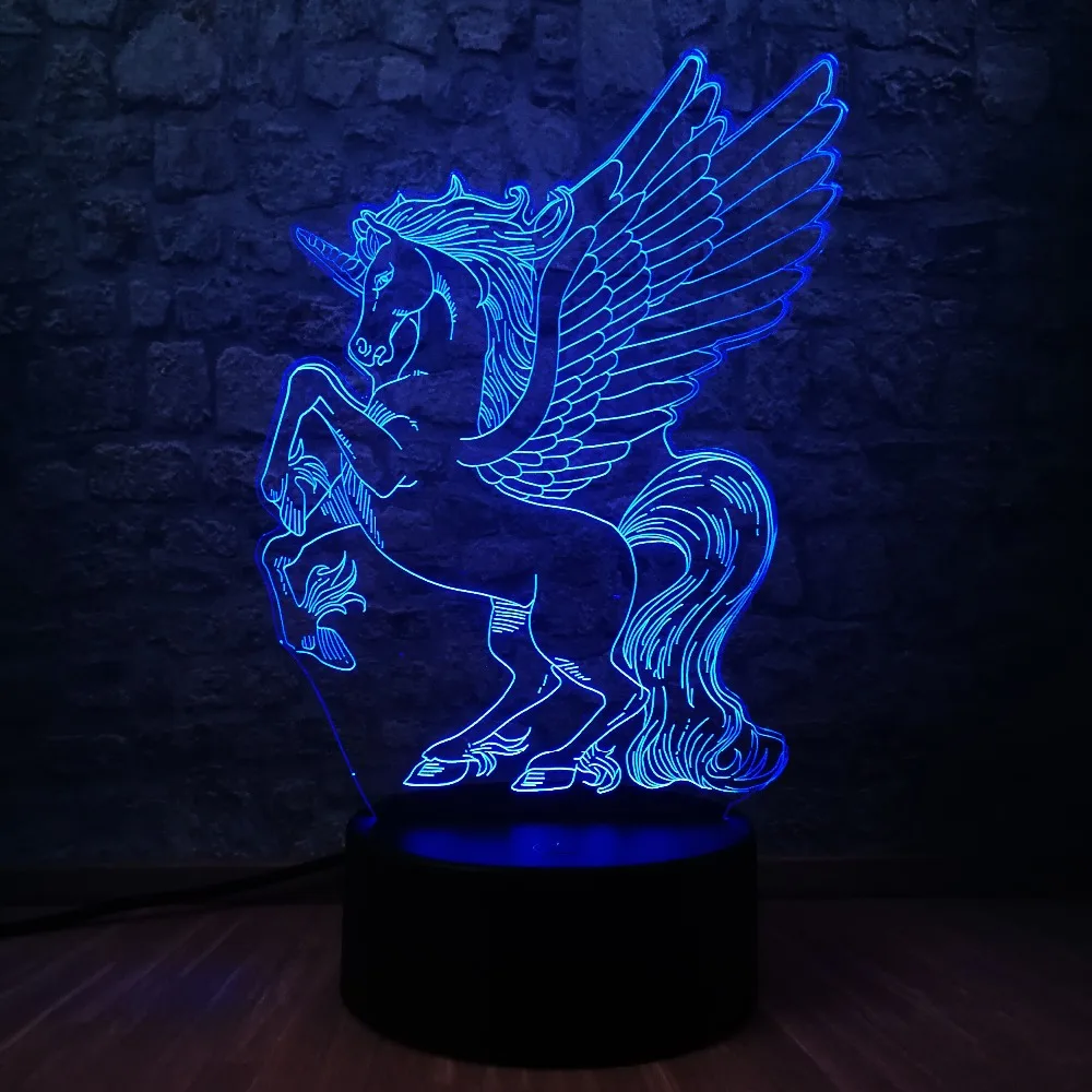 

Novelty Kawaii Unicorn 3D LED Night Light RGB Lighting 7 Color Change Home Baby Room Sleep Night Light Christmas Decor Gift Toy