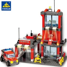 300Pcs City Fire Truck Car Juguetes Building Blocks Sets Firefighter Technic Figures DIY Bricks Educational Toys For Children city fire department firefighter figures cars big building blocks comaptible legoed duploe train creative diy kids toys bricks