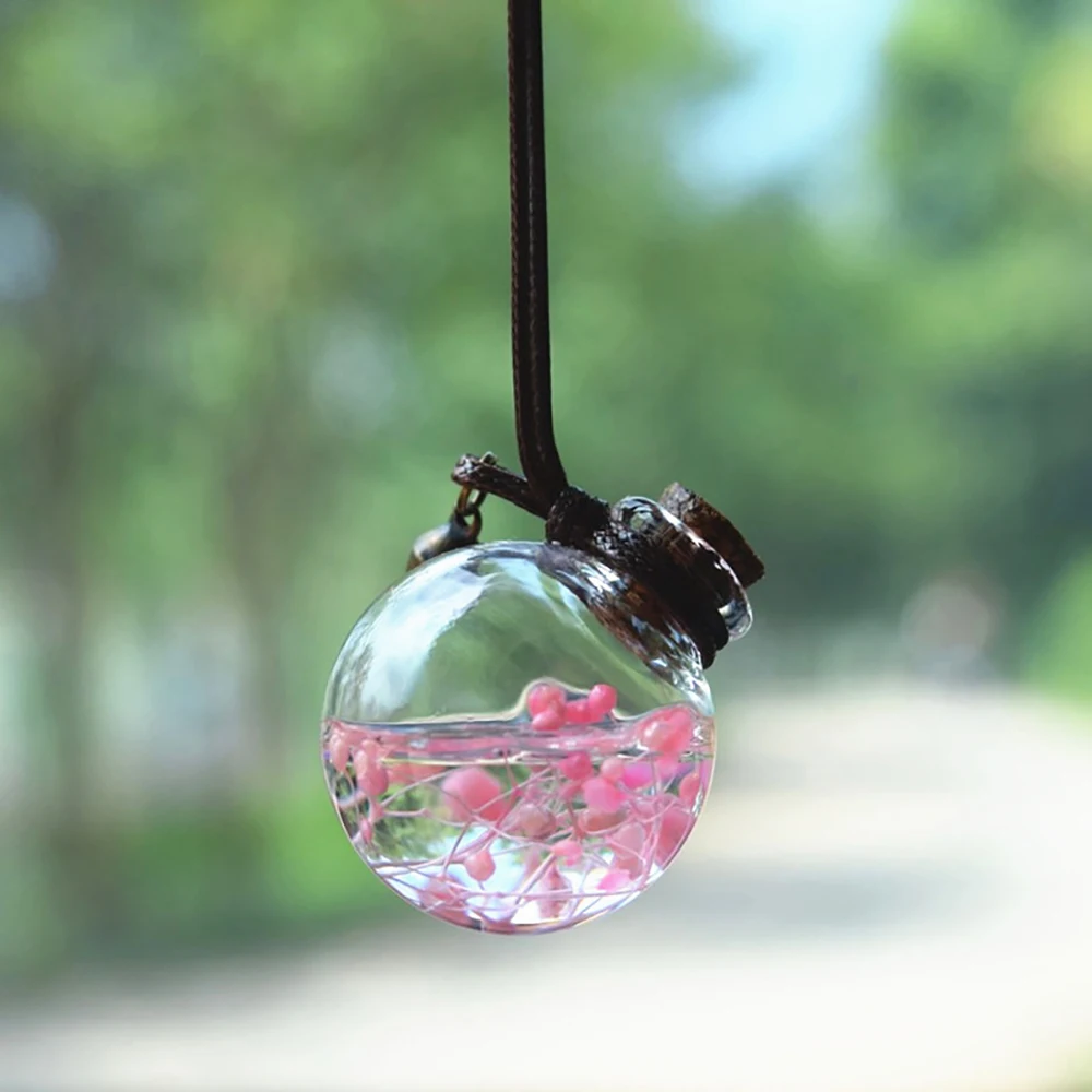

Car Perfume Bottle Pendant Air Freshener Empty Hanging Bottle For Essential Oils Scent With Flower Auto Ornament Without Perfume
