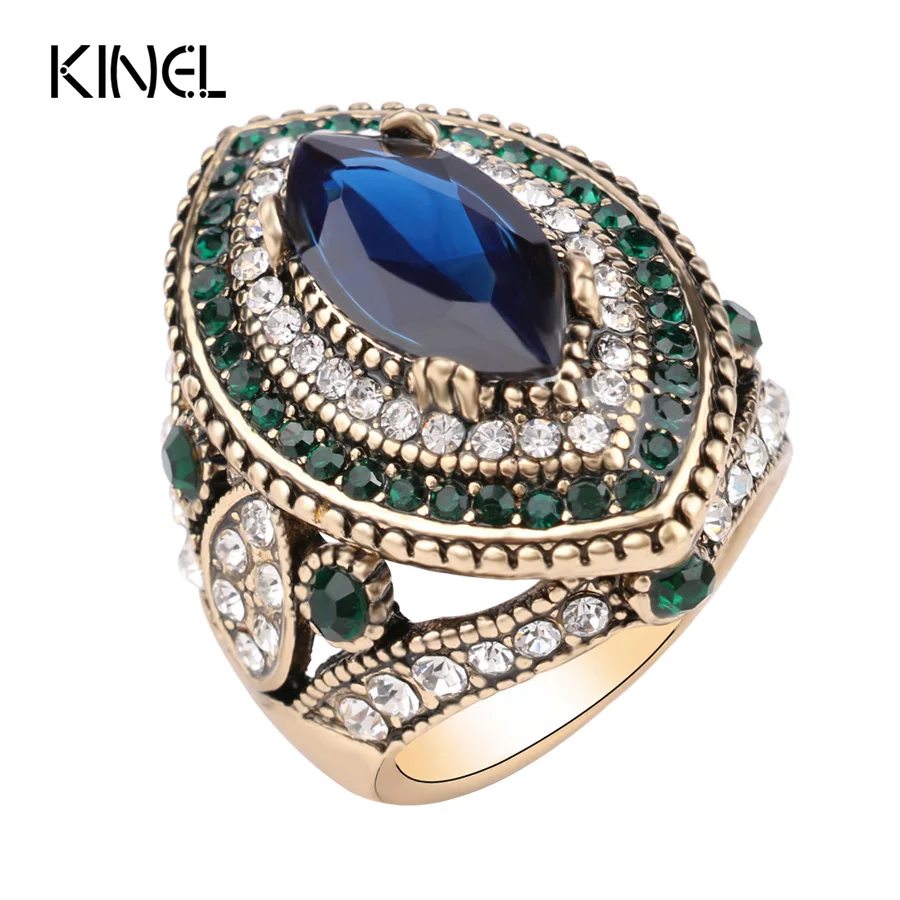 big wedding ring luxury vintage jewelry big wedding rings for women gold color mosaic green - Big Wedding Rings big wedding ring luxury vintage jewelry big wedding rings for women gold color mosaic green - Big Wedding Rings