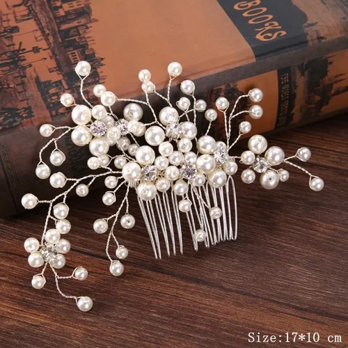 Bridal Pearl Hair Comb Wedding Accessories Rhinestone Flower Wedding Hair Comb Jewelry Wedding Hair Ornaments Bridal Headdress FS003