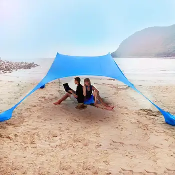 

Portable Sunscreen Sand Free Beach Sun Shelter 210X210cm Sunshade Anti-UV Gazebo Sun Shade UV Protection Rainproof Awning Tent