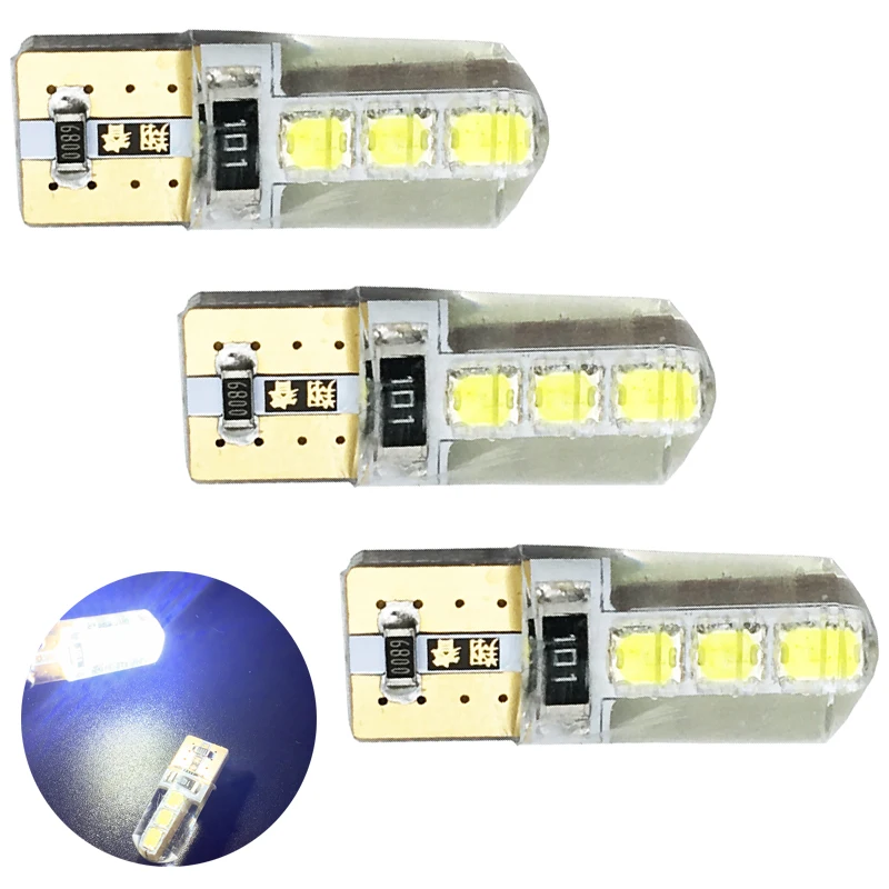 

T10 Power LED!!! 50X Car Auto LED T10 SMD LED 1820 6SMD W5W 194 168 Silica Gel Bright LED Car Side Wedge Tail Light Lamp Bulb