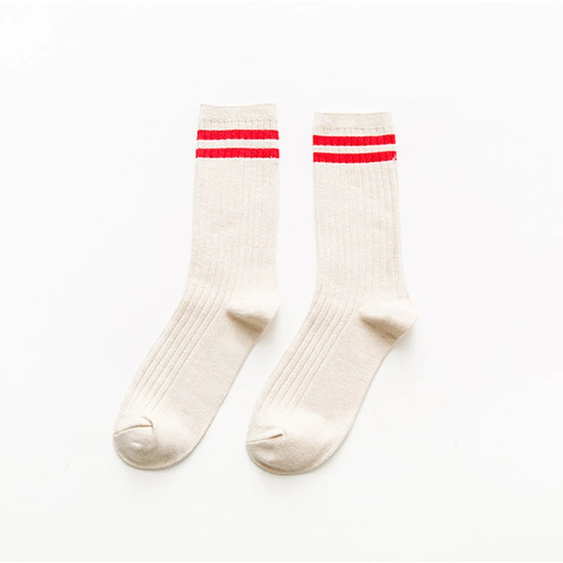 Забавные милые хлопковые свободные полосатые женские носки в японском стиле для девочек средней школы, цветные женские носки Harajuku, дизайнерские ретро носки - Цвет: Хаки