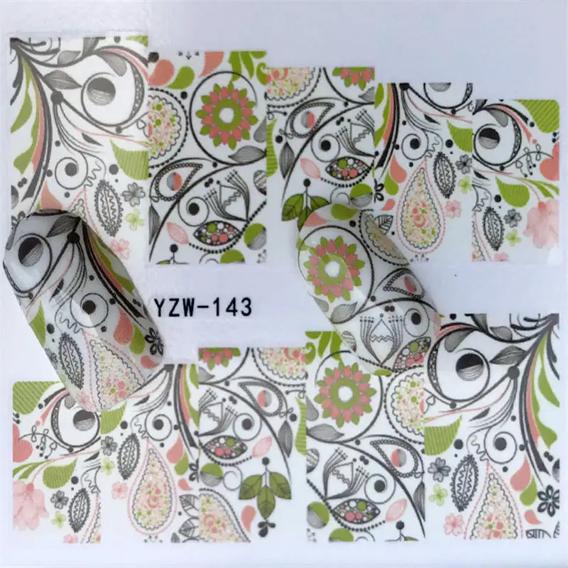 WUF 1 лист наклейки для ногтей Бабочка Лето Красочные переводные наклейки для ногтей УФ гель лак DIY наклейки - Цвет: YZW-143