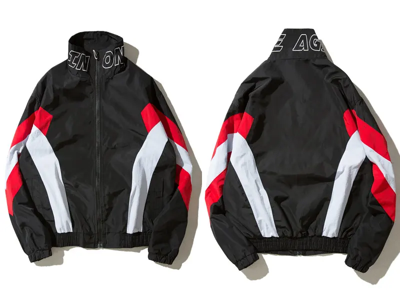 Vintage Color Block Zip Up Jackets