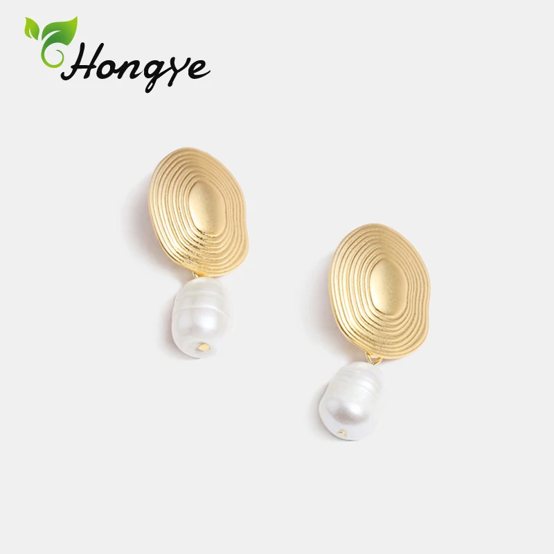 

Women Freshwater Pearl Earrings Personalized Gold Metal Anniversary/Party Hanging Earring Silver 925 Needle Fashion Jewelry