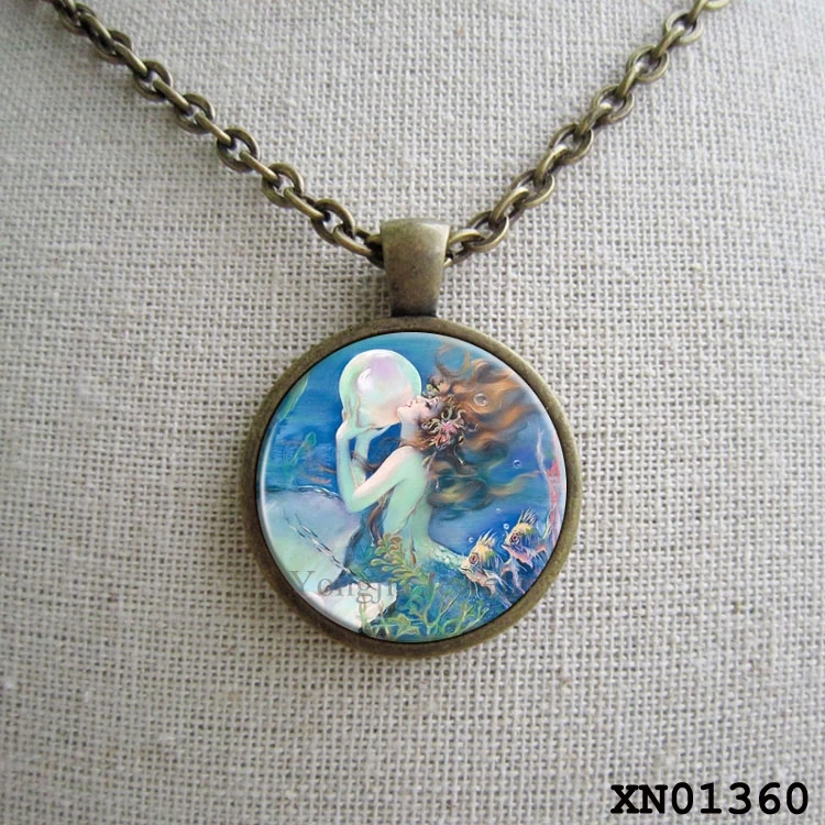 Mermaid pendant necklace vintage style Henry O'Har...