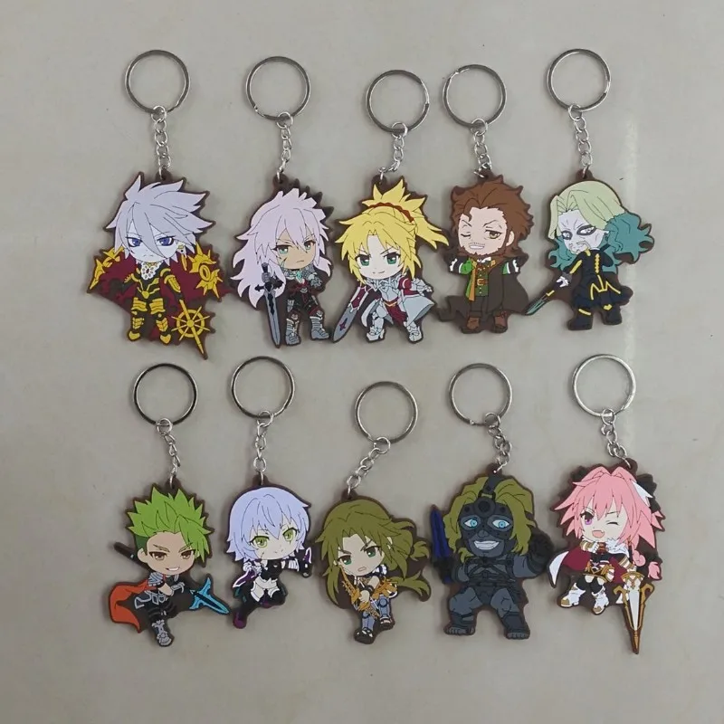 

1pcs Fate Apocrypha Anime Joan of Arc Jeanne d'Arc Astolfo Siegfried Mordred Atalanta SemiramiS E-G Rubber Keychain
