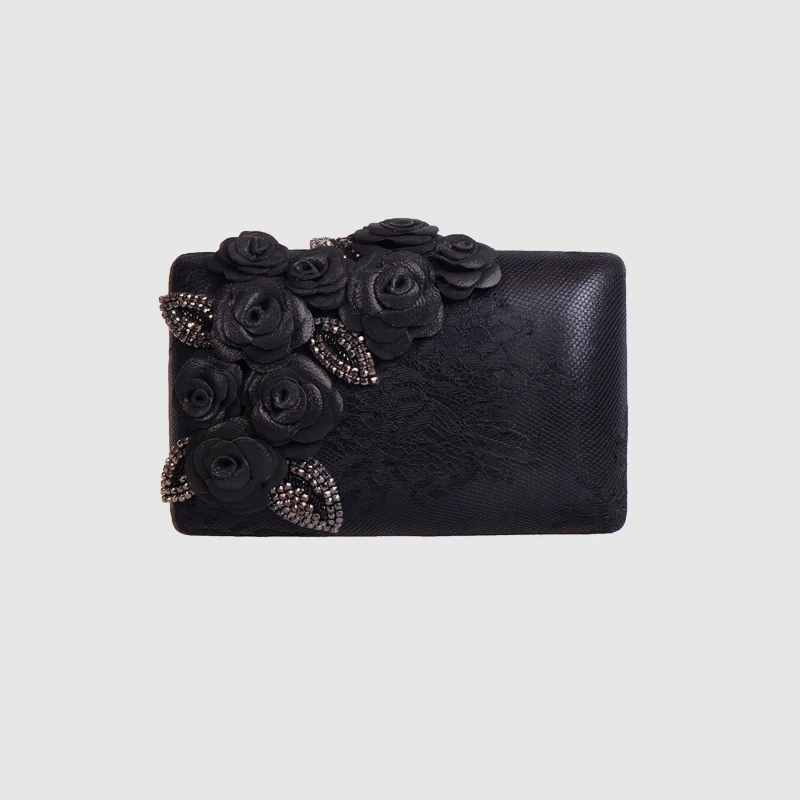 

LOCAL FOCAL black fashion exquisite handmade lace handbag