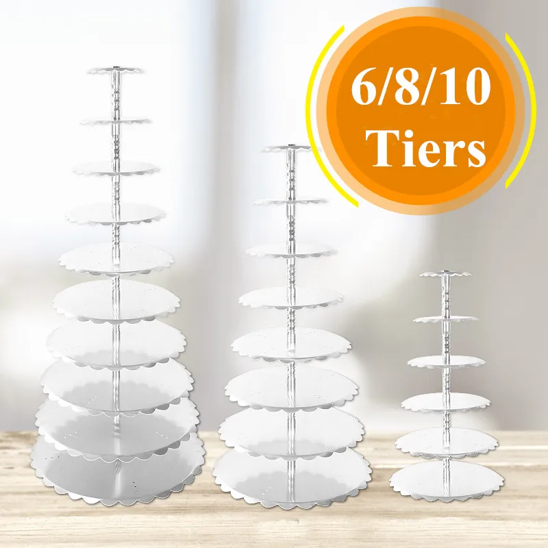 

6 / 8 / 10 Tier Aluminum Alloy Stainless Steel Metal Cake Holder Cupcake Stand Birthday Wedding Tower Display Tools Decorations