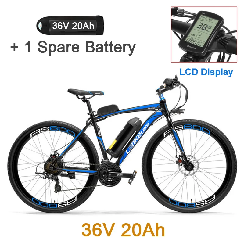 RS600 супер мощный электрический велосипед, 36 В 10Ah/15Ah/20Ah батарея E велосипед, 700C дорожный велосипед, оба дисковых тормоза, рама из алюминиевого сплава - Цвет: Blue 20A LCD Plus