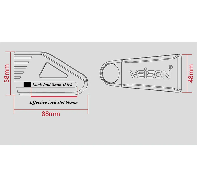 VEISON мотоциклетный замок из нержавеющей стали дисковый тормоз замок электрический автомобиль Противоугонный замок дисковый замок+ 3 ключа для мотоцикла MTB велосипед