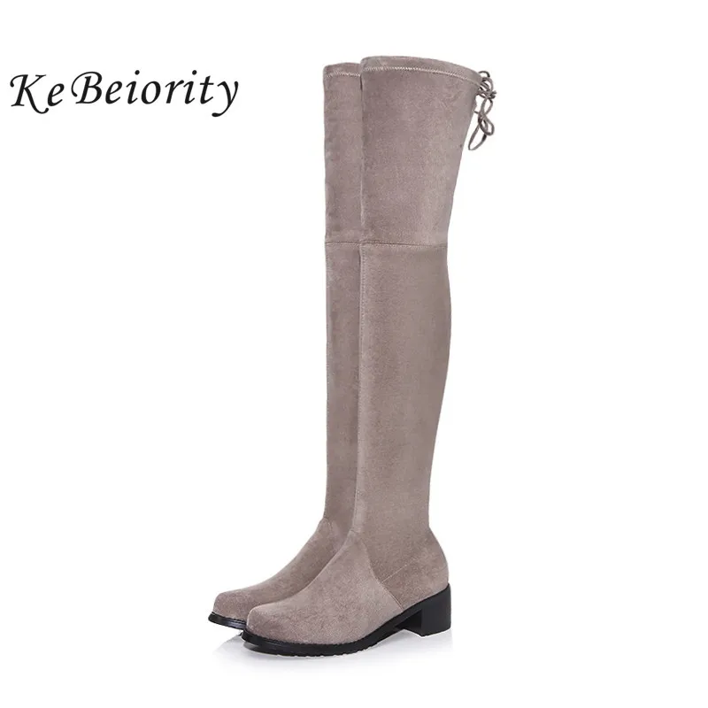 

KEBEIORITY Fashion Long Boots Women Thick Heel High Heels Over the Knee Boots Female Autumn Winter Sexy Black Grey High Boots