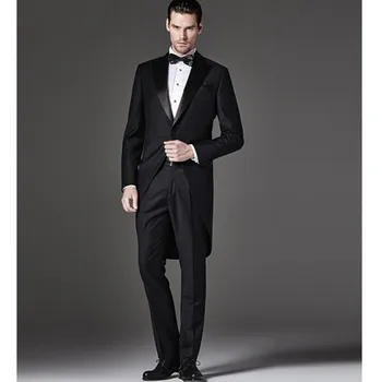 

Groom Tuxedos Dovetail suit Slim Fit Custom Made Groomsmen Best Man Men Wedding Dovetail suit Prom Formal Tuxedos( jacket+Pants)