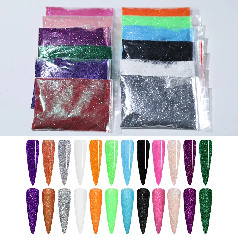 

1 Bag 20/5g Holographic Nail Powder Laser Shimmer Glitter Sequins Chrome Pigment Dust ail Art Decorations