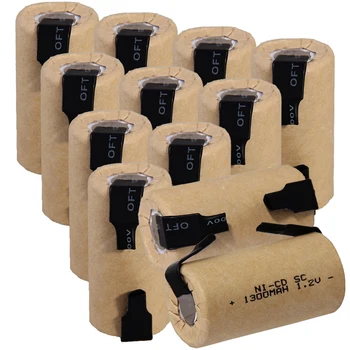 

12 pcs SC battery 4.25cm*2.2cm 1300mah 1.2V NICD SUBC batteries real capacity for power tools for BOSCH for DEWALT for CASALS