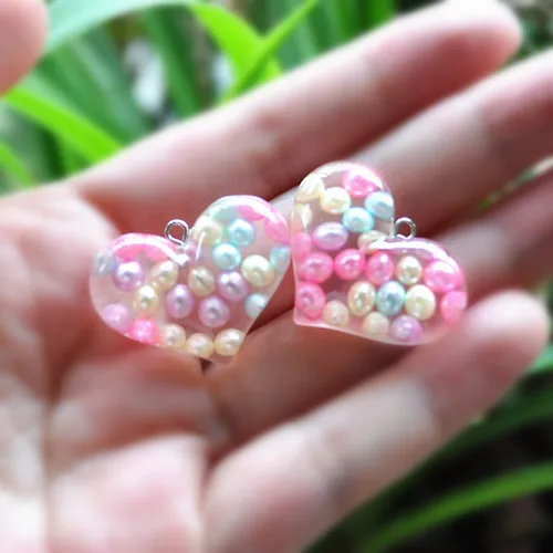 

16pcs resin necklace charms heart pendant for DIY decoration