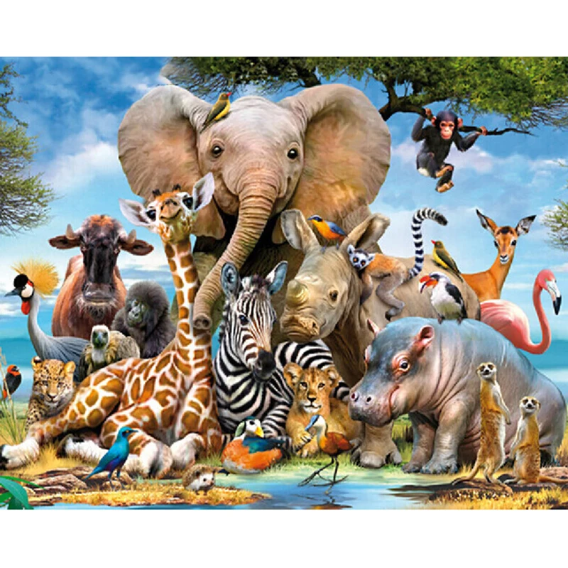 

5D Diy Diamond Painting Cross Stitch Elephant zoo Mosaic Kits Home Decoration Full Diamond Embroidery Needlework BD408