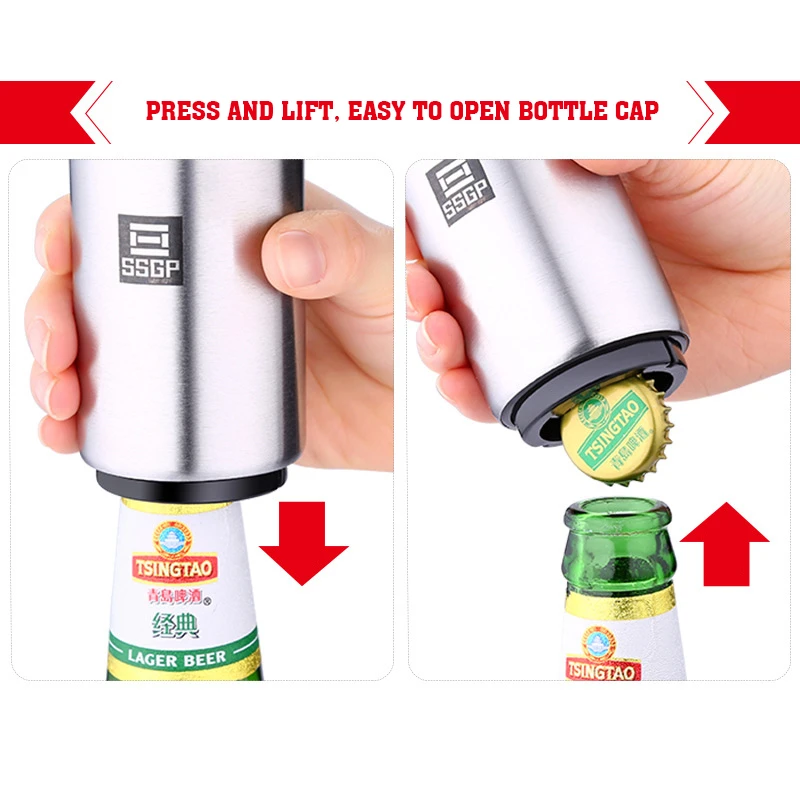 TTLIFE Stainless Steel Opener Automatic Bottle Openers Beer Soda Cap