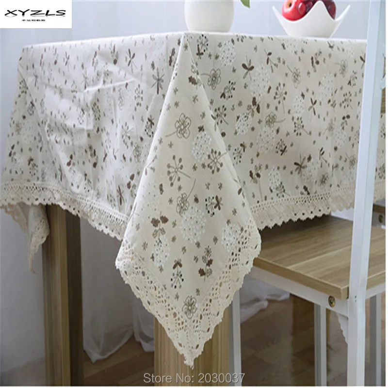 

XYZLS 2016 New Dandelion Cotton Linen Table Cloth Floral Printed Tablecloth Rectangular Table Cover with Lace Free Shipping