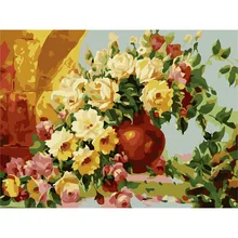 Ручная роспись цветы каллиграфия для гостиной Акриловая картина краска по номерам Декор стены Раскраска по номерам