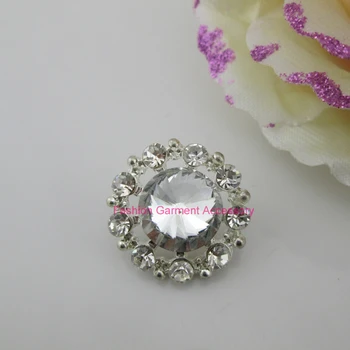 

(BT127 23mm)100pcs Clear Glass Shank Alloy Rhinestone Buttons